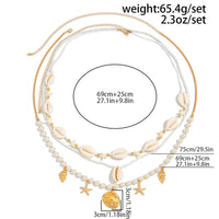 Thumbnail for Bohemia 2pcs Conch Shell Starfish Charm Pearl Seed Beaded Waist Chain Set - ArtGalleryZen