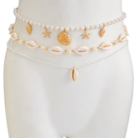 Thumbnail for Bohemia 2pcs Conch Shell Starfish Charm Pearl Seed Beaded Waist Chain Set - ArtGalleryZen