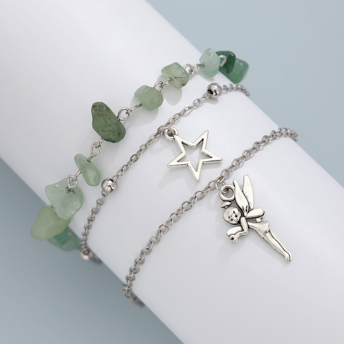 Bohemia 3 Pieces Elf Star Charm Turquoise Anklet Set - ArtGalleryZen