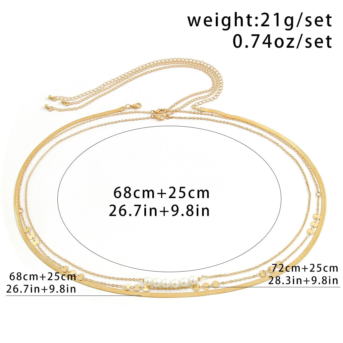Bohemia 3Pcs Layered Herringbone Pearl Belly Chain Set - ArtGalleryZen
