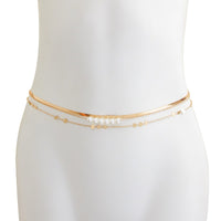 Thumbnail for Bohemia 3Pcs Layered Herringbone Pearl Belly Chain Set - ArtGalleryZen
