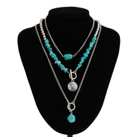 Thumbnail for Bohemia 3pcs Toggle Clasp Turquoise Round Disc Pendant Necklace Set - ArtGalleryZen