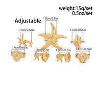 Thumbnail for Bohemia 7pcs Chunky Starfish Conch Shell Ring Set - ArtGalleryZen