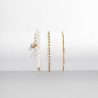 Thumbnail for Bohemia CZ Inlaid Pearl Charm Stackable Anklet Set - ArtGalleryZen
