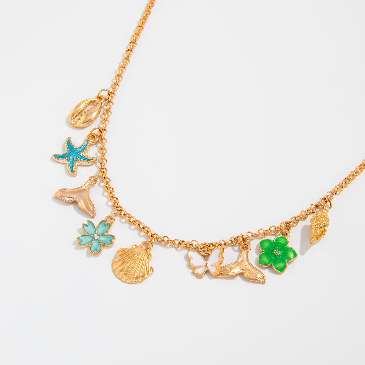 Bohemia Enamel Bow Flower Starfish Tassel Belly Chain - ArtGalleryZen