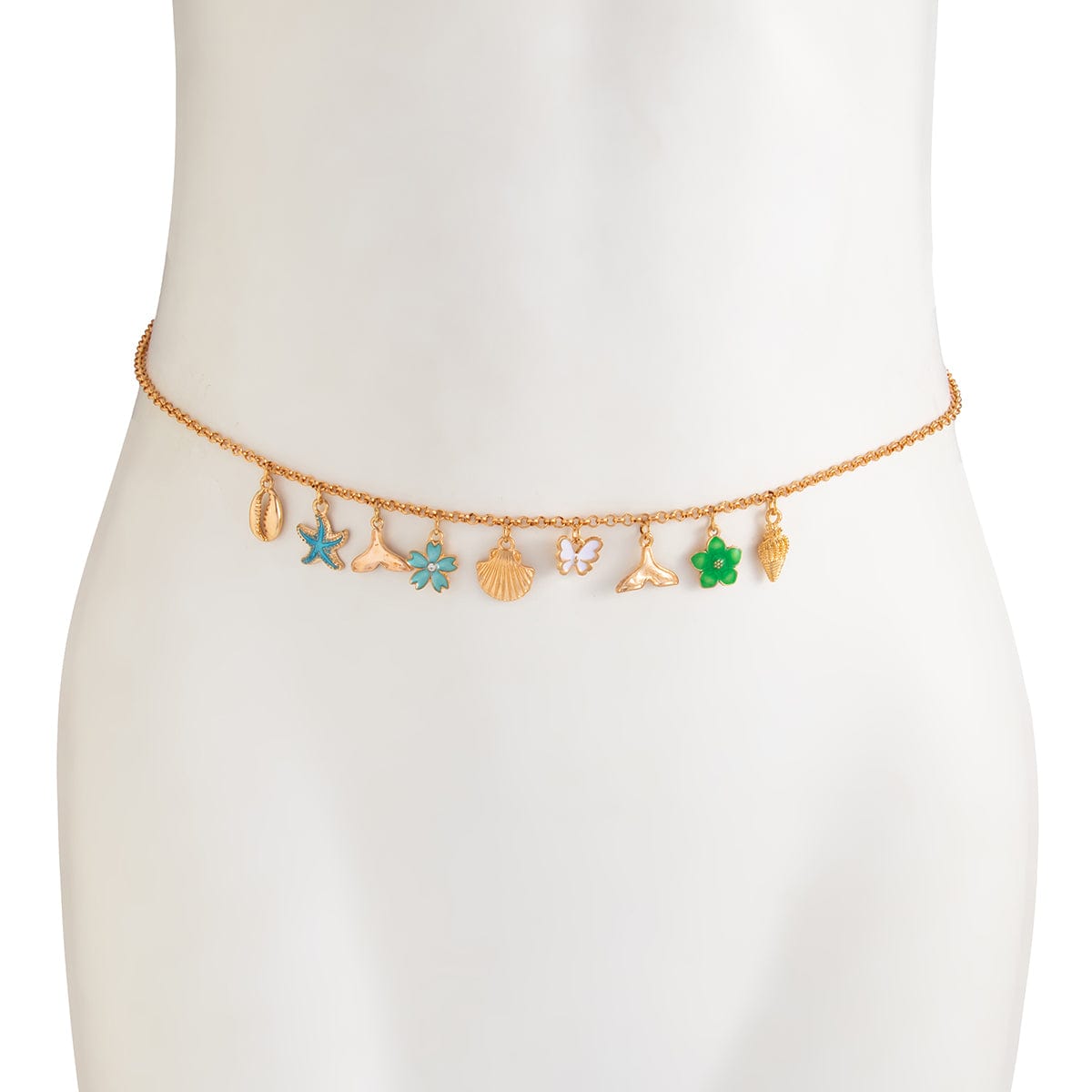 Bohemia Enamel Bow Flower Starfish Tassel Belly Chain - ArtGalleryZen