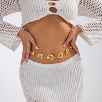 Thumbnail for Bohemia Gold Tone Turquoise Inlaid Conch Waist Chain - ArtGalleryZen