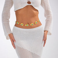 Thumbnail for Bohemia Gold Tone Turquoise Inlaid Conch Waist Chain - ArtGalleryZen