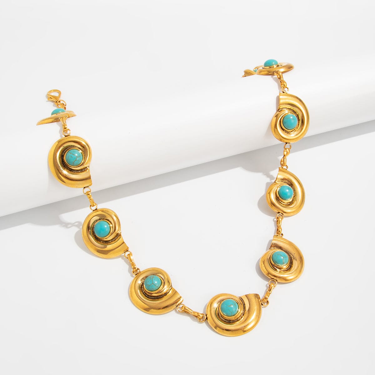 Bohemia Gold Tone Turquoise Inlaid Conch Waist Chain - ArtGalleryZen