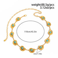 Thumbnail for Bohemia Gold Tone Turquoise Inlaid Conch Waist Chain - ArtGalleryZen