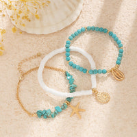 Thumbnail for Bohemia Layered Conch Shell Starfish Charm Turquoise Anklet Set - ArtGalleryZen