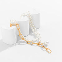 Thumbnail for Bohemia Layered Paperclip Pearl Chain Choker Necklace Set - ArtGalleryZen