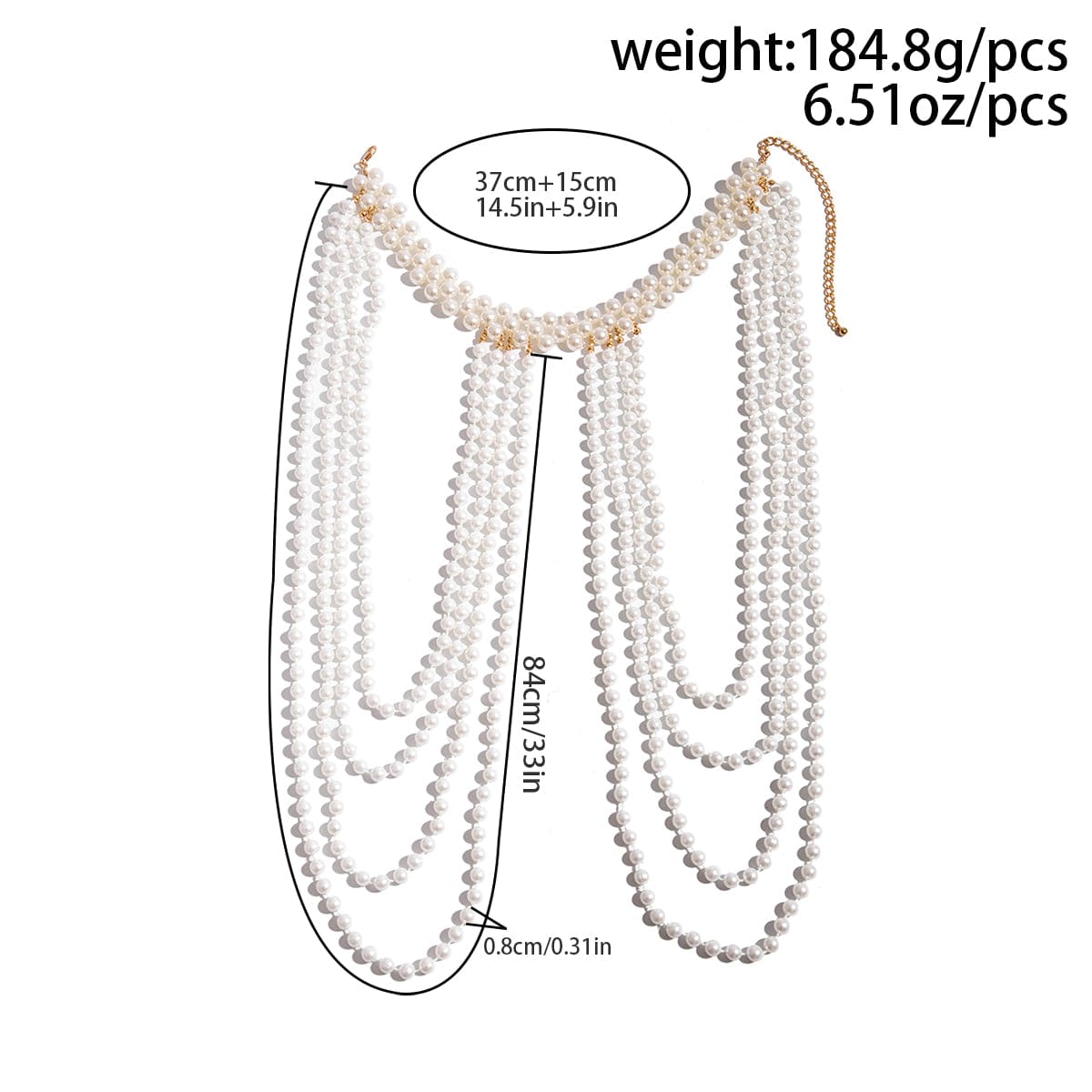 Bohemia Layered Pearl Chain Shoulder Necklace - ArtGalleryZen