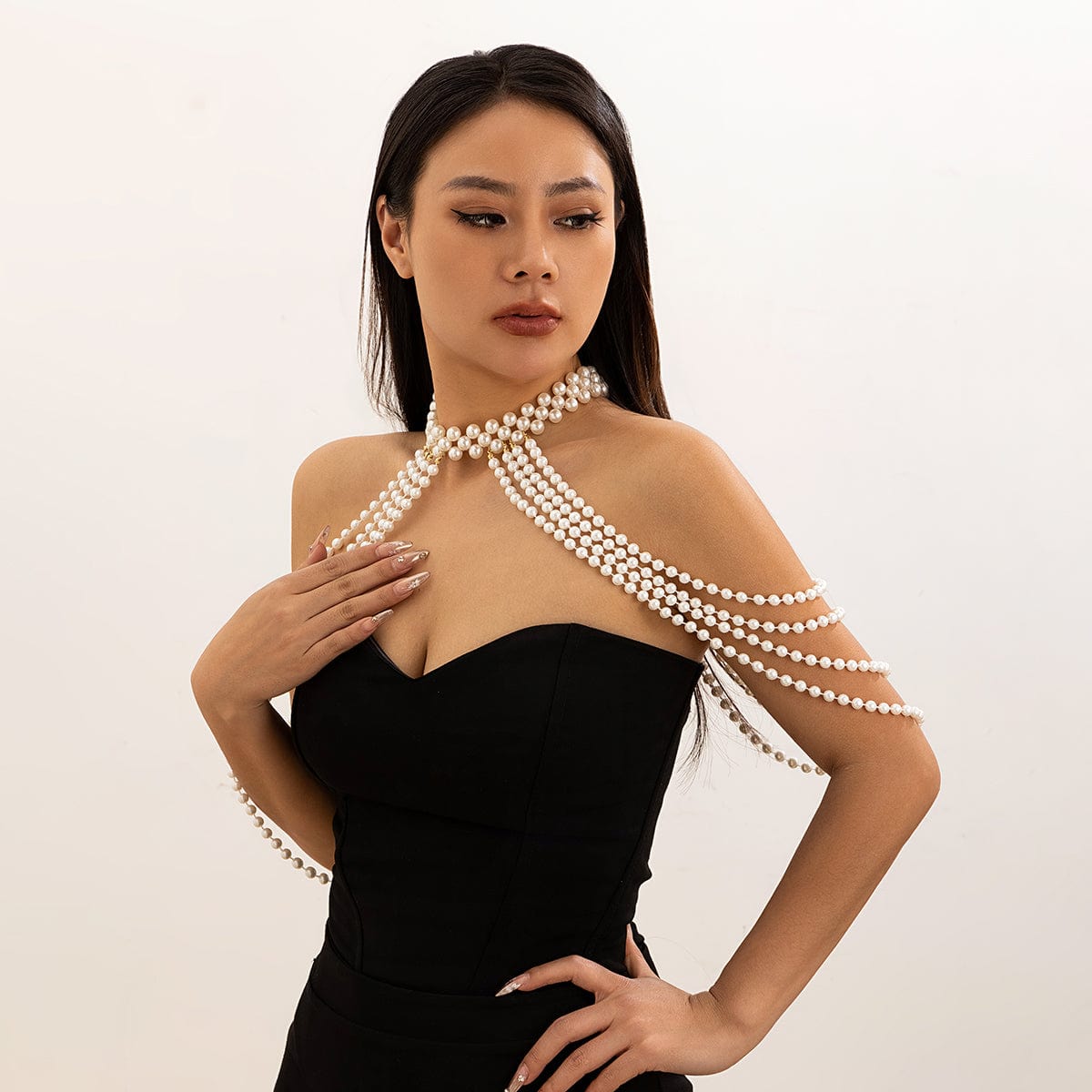 Bohemia Layered Pearl Chain Shoulder Necklace - ArtGalleryZen