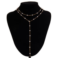 Thumbnail for Bohemia Layered Pearl Chain Y Necklace Set - ArtGalleryZen