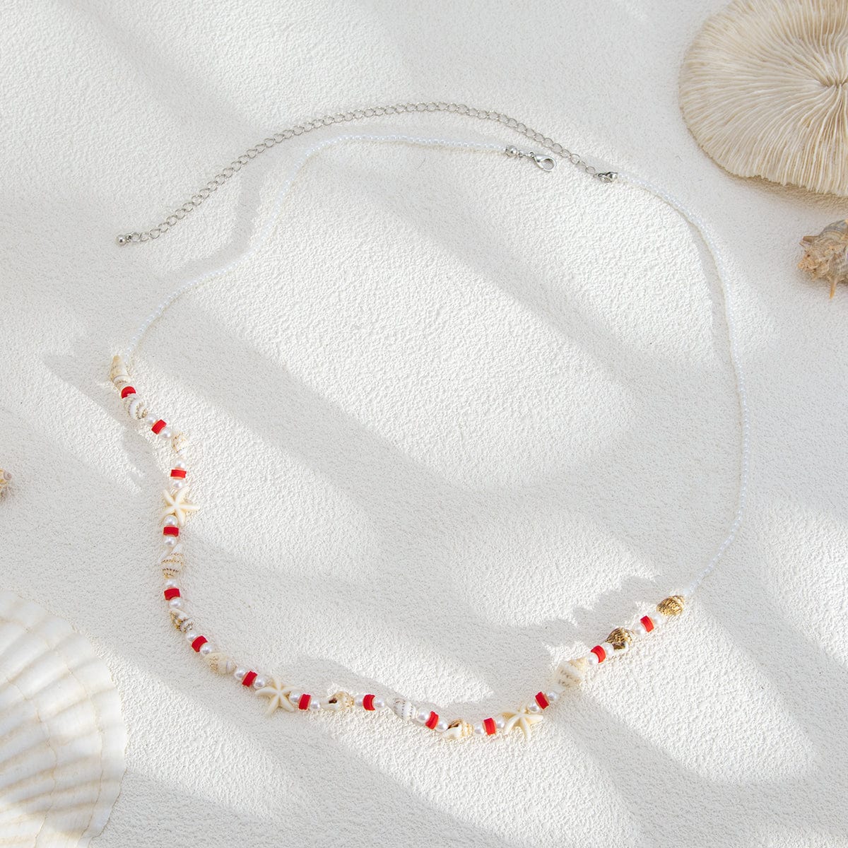 Bohemia Layered Pearl Conch Starfish Charm Waist Chain - ArtGalleryZen