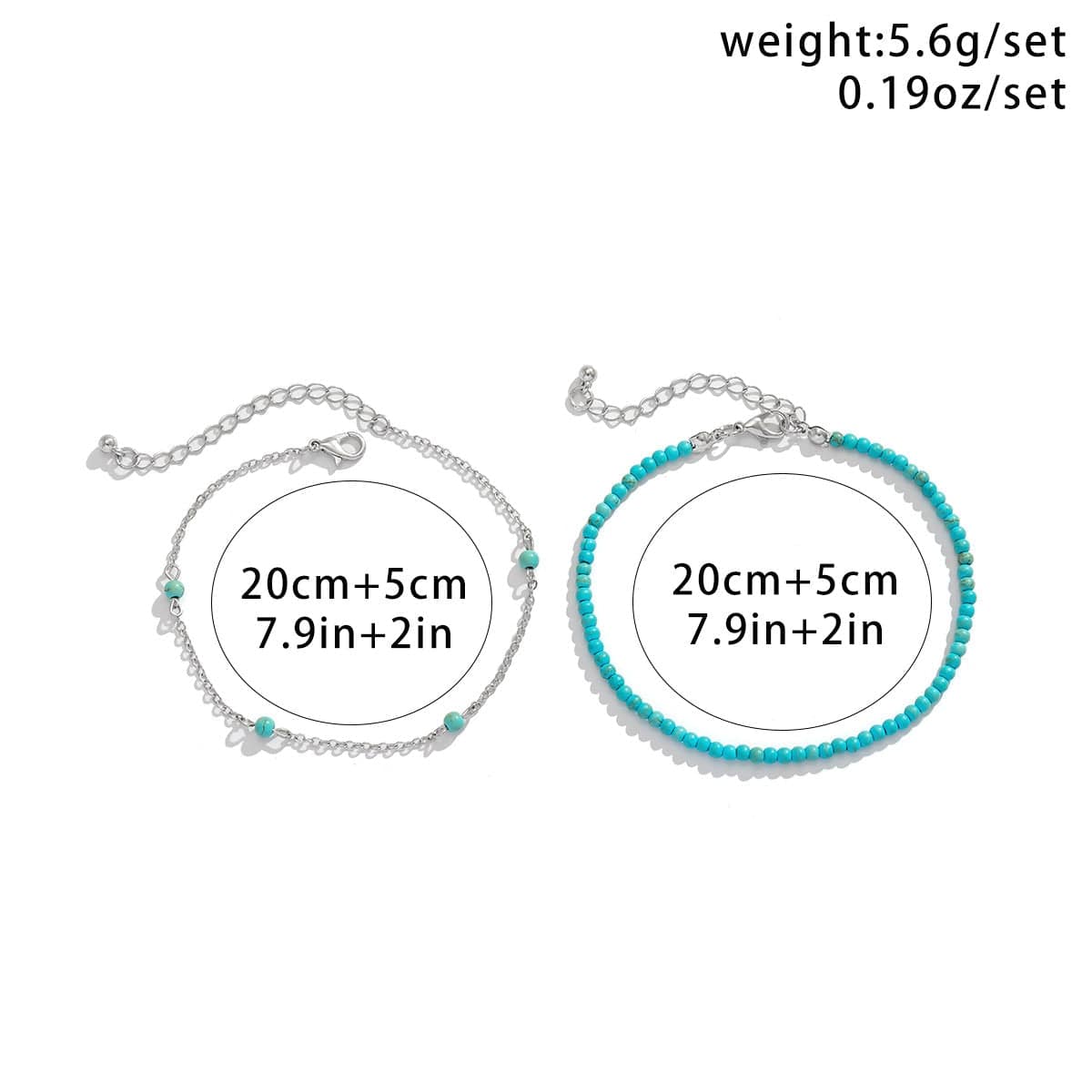 Bohemia Layered Seed Beaded Turquoise Anklet Set - ArtGalleryZen