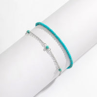 Thumbnail for Bohemia Layered Seed Beaded Turquoise Anklet Set - ArtGalleryZen
