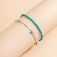 Thumbnail for Bohemia Layered Seed Beaded Turquoise Anklet Set - ArtGalleryZen