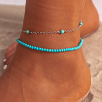 Thumbnail for Bohemia Layered Seed Beaded Turquoise Anklet Set - ArtGalleryZen
