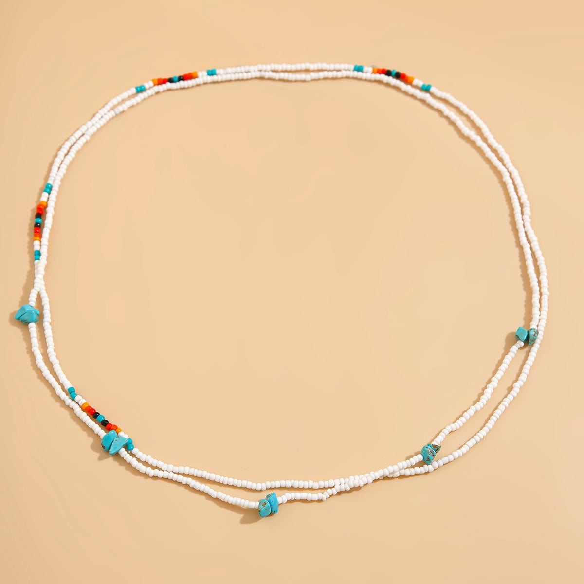 Bohemia Layered Seed Beaded Turquoise Belly Chain Set - ArtGalleryZen