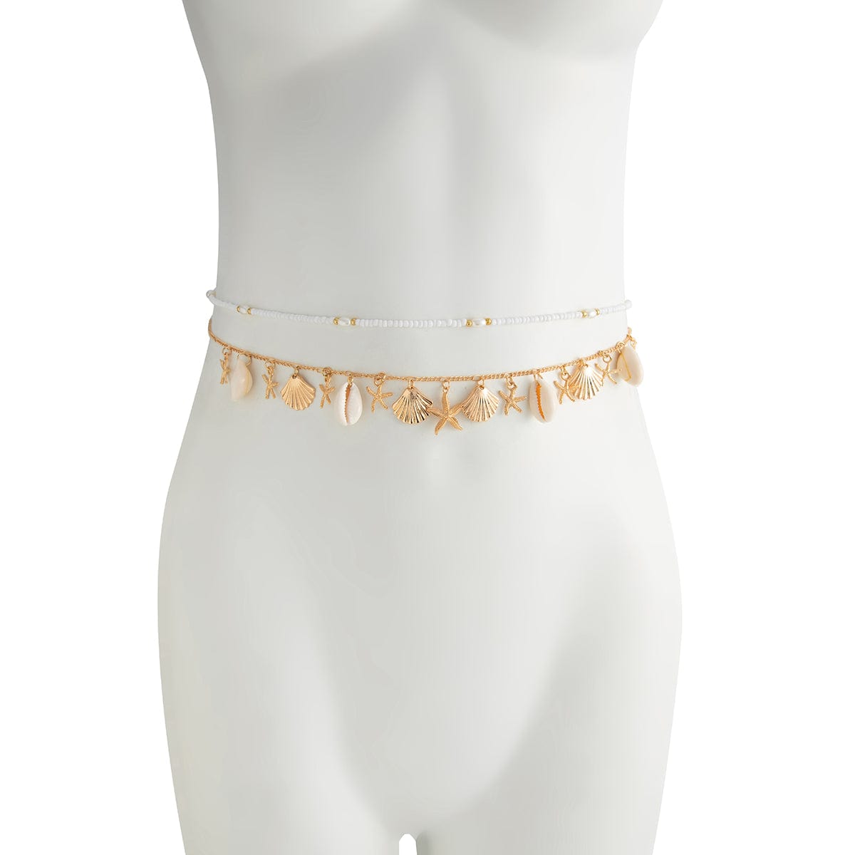Bohemia Layered Shell Starfish Charm Seed Beaded Belly Chain Set - ArtGalleryZen