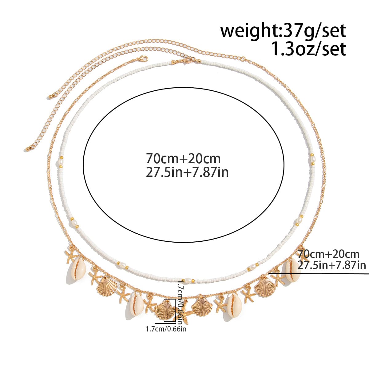 Bohemia Layered Shell Starfish Charm Seed Beaded Belly Chain Set - ArtGalleryZen