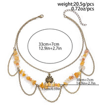 Thumbnail for Bohemia Layered Sun Pendant Turquoise Stone Tassel Chain Necklace - ArtGalleryZen