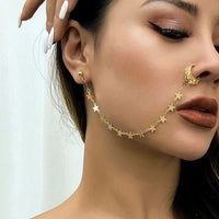 Thumbnail for Bohemia No Piercing Nose To Ear Star Chain - ArtGalleryZen
