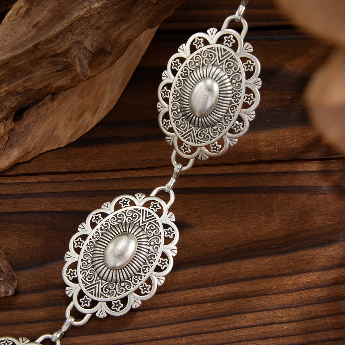 Bohemia Pearl Inlaid Relief Oval Disk Waist Chain - ArtGalleryZen