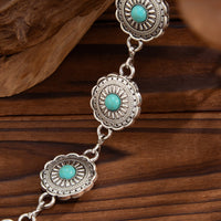 Thumbnail for Bohemia Turquoise Inlaid Flower Round Disk Waist Chain - ArtGalleryZen