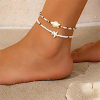 Thumbnail for Bohemia Turtle Starfish Charm Seed Beaded Anklet Set - ArtGalleryZen