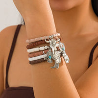 Thumbnail for Bohemian 6pcs Cactus Cowboy Hat Charm Polymer Clay Beaded Bracelet Set - ArtGalleryZen