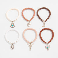 Thumbnail for Bohemian 6pcs Cactus Cowboy Hat Charm Polymer Clay Beaded Bracelet Set - ArtGalleryZen