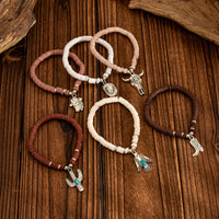 Thumbnail for Bohemian 6pcs Cactus Cowboy Hat Charm Polymer Clay Beaded Bracelet Set - ArtGalleryZen