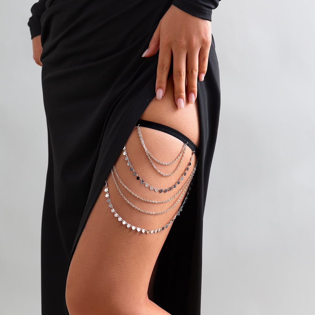 Bohemian Layered Heart Sequins Elastic Thigh Leg Chain - ArtGalleryZen