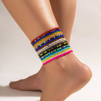 Thumbnail for Boho 20 Pieces Colorful Seed Beaded Anklet Set - ArtGalleryZen