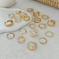 Thumbnail for Boho 20pcs Glossy Hollow Heart Wide Ring Set - ArtGalleryZen