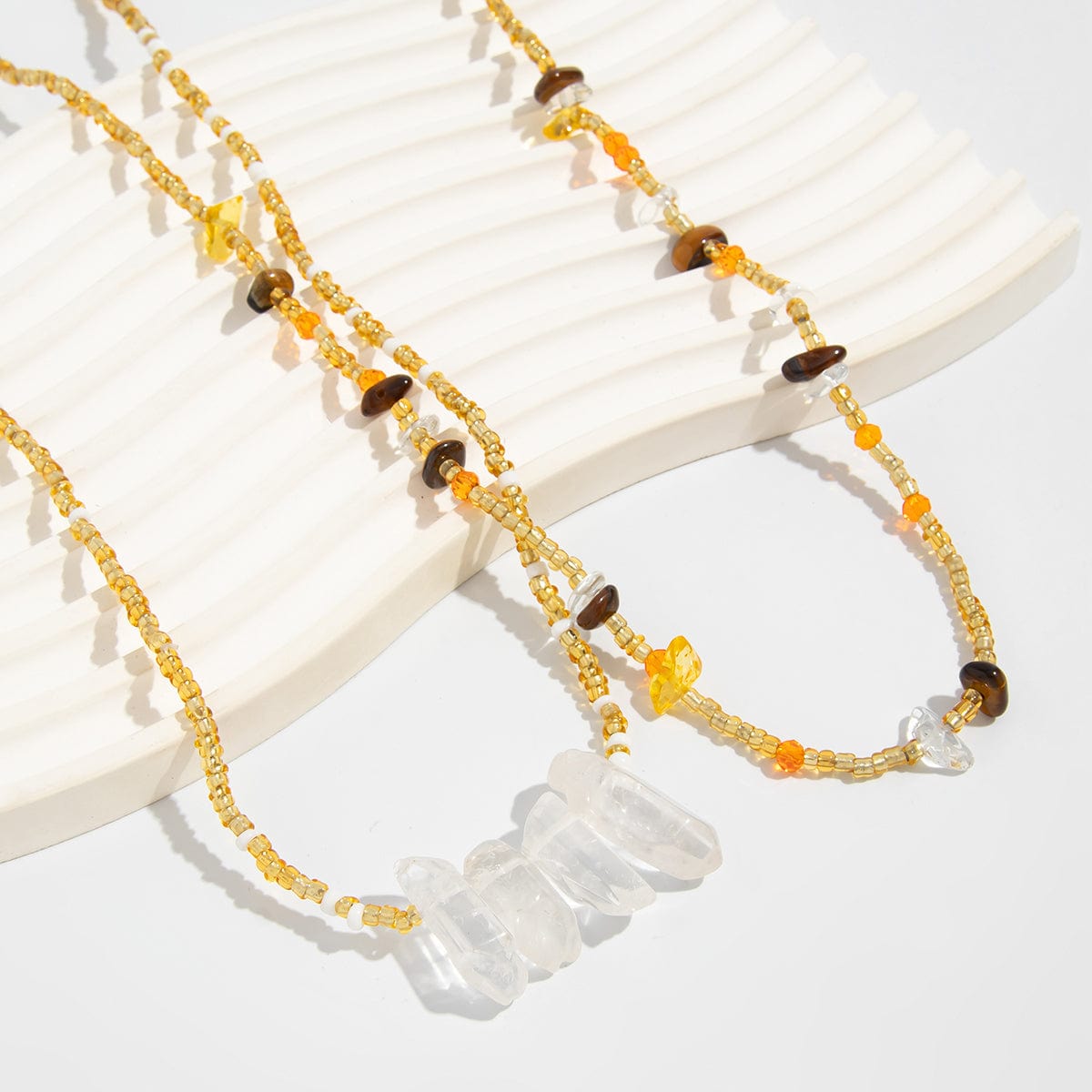 Boho 2pcs Turquoise Crystal Seed Beaded Belly Chain Set - ArtGalleryZen