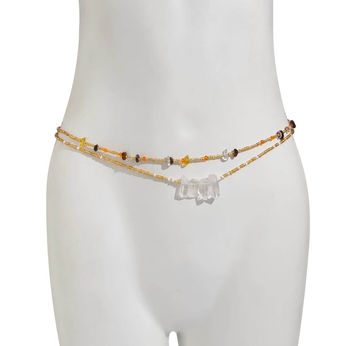 Boho 2pcs Turquoise Crystal Seed Beaded Belly Chain Set - ArtGalleryZen