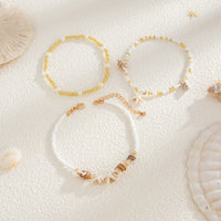 Thumbnail for Boho 3pcs Conch Starfish Charm Pearl Seed Bead Chain Anklet Set - ArtGalleryZen