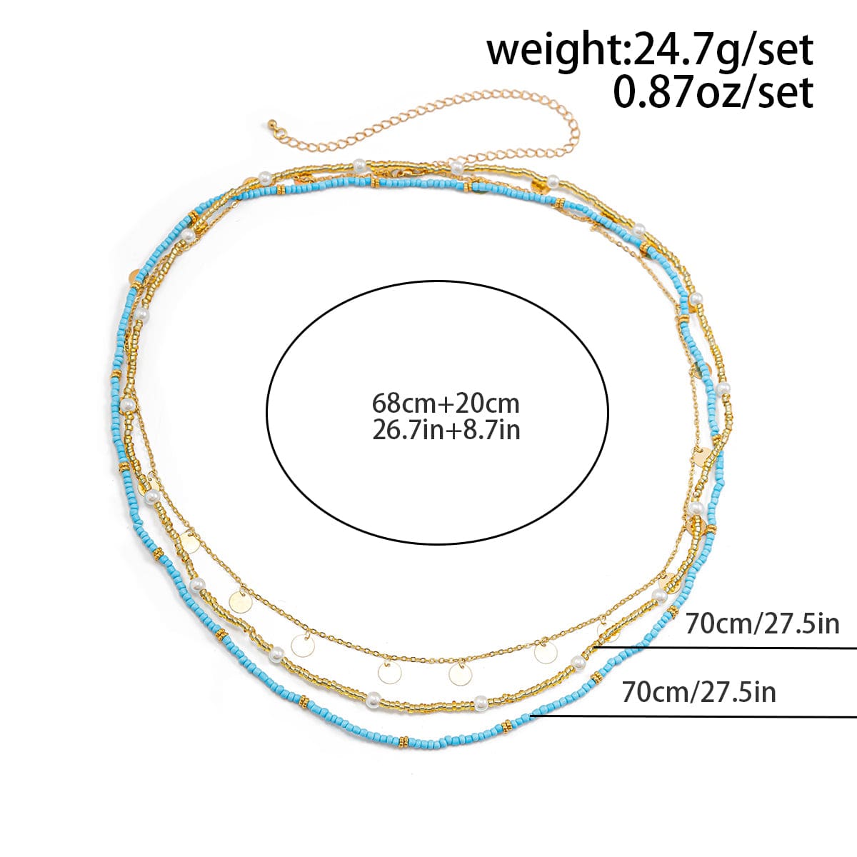 Boho 3Pcs Sequin Tassel Pearl Crystal Beaded Belly Chain Set - ArtGalleryZen