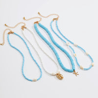 Thumbnail for Boho 4Pcs Conch Starfish Pendant Polymer Clay Seed Bead Necklace Set - ArtGalleryZen