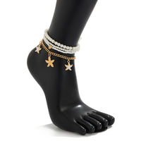 Thumbnail for Boho 4Pcs Enamel Starfish Charm Pearl Seed Bead Anklet Set - ArtGalleryZen