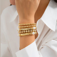Thumbnail for Boho 5 Pcs Gold Silver Plated Ball Chain Stackable Bracelet Set - ArtGalleryZen