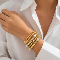 Thumbnail for Boho 5 Pcs Gold Silver Plated Ball Chain Stackable Bracelet Set - ArtGalleryZen