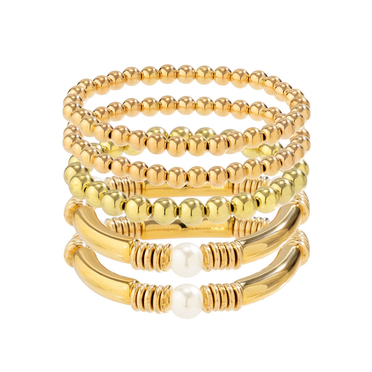 Boho 5 Pcs Gold Silver Plated Ball Chain Stackable Bracelet Set - ArtGalleryZen