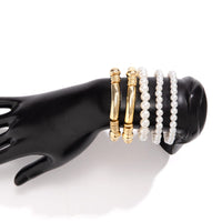 Thumbnail for Boho 5 Pcs Gold Silver Plated Pearl Chain Stackable Bracelet Set - ArtGalleryZen