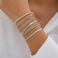 Thumbnail for Boho 8 Pcs Gold Silver Plated Cable Chain Stackable Bracelet Set - ArtGalleryZen