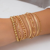 Thumbnail for Boho 8 Pcs Gold Silver Plated Cable Chain Stackable Bracelet Set - ArtGalleryZen